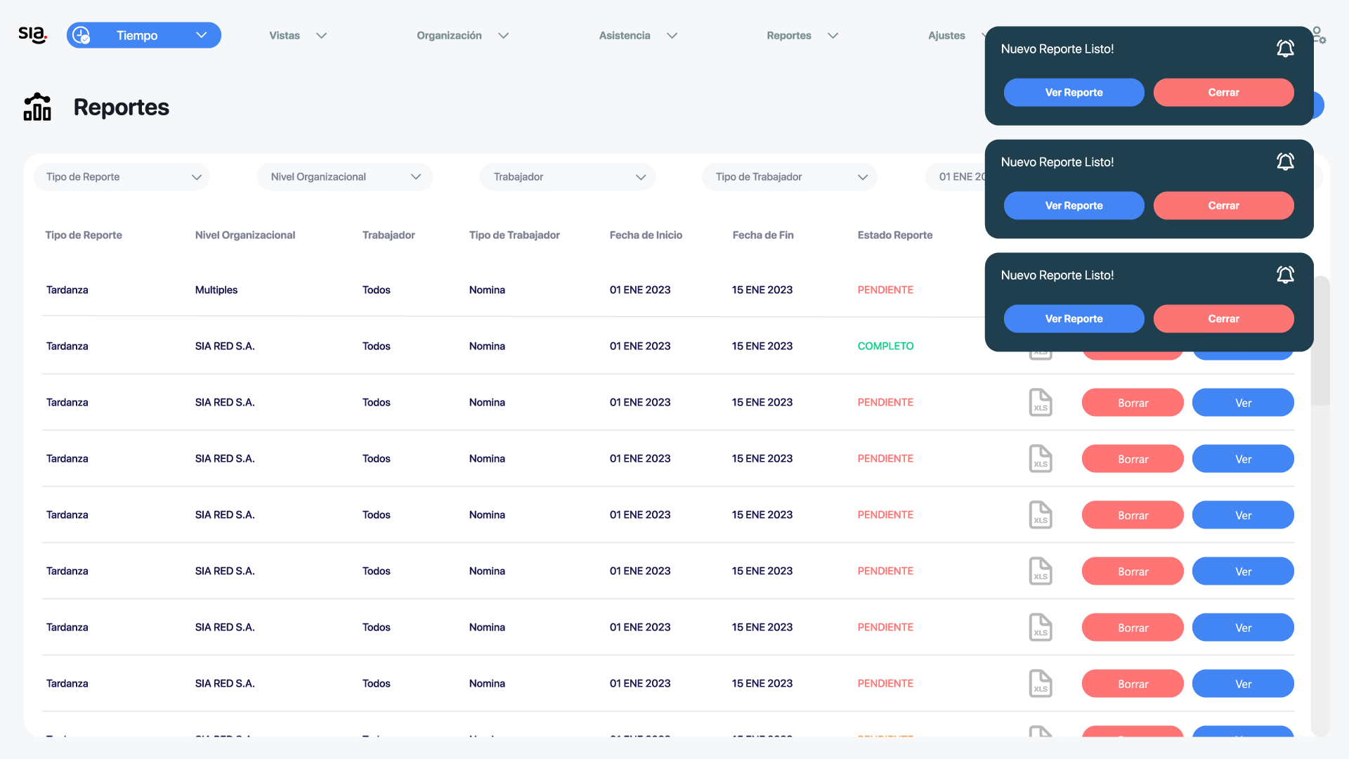 Reportes Asistencia SIA