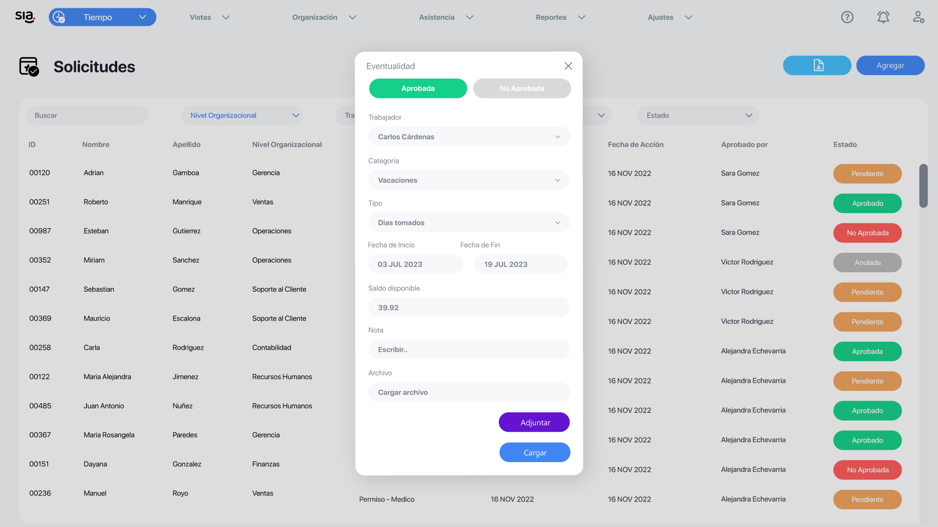 Gestión de solicitudes con SIA 01