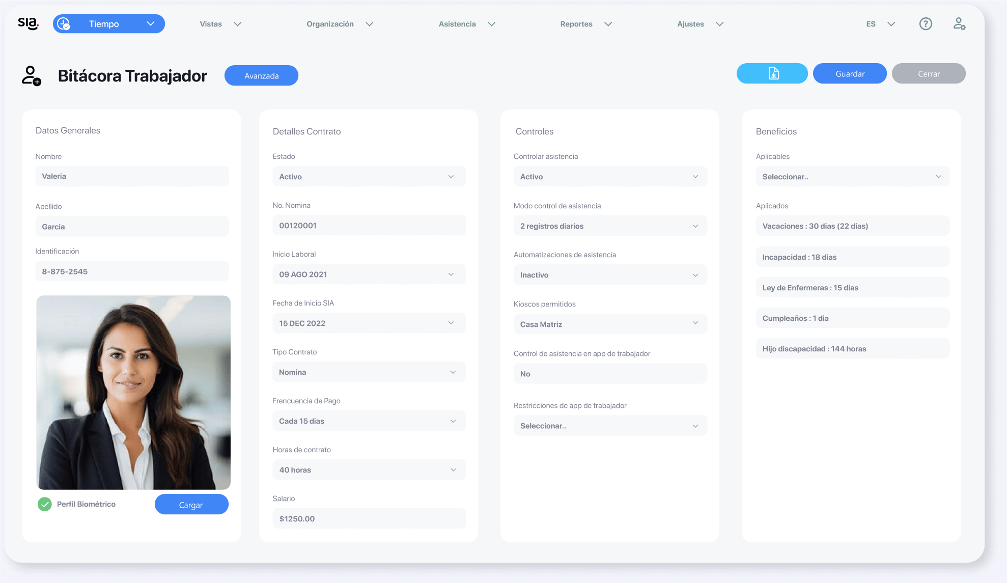 Reloj biométrico y software de control de asistencia