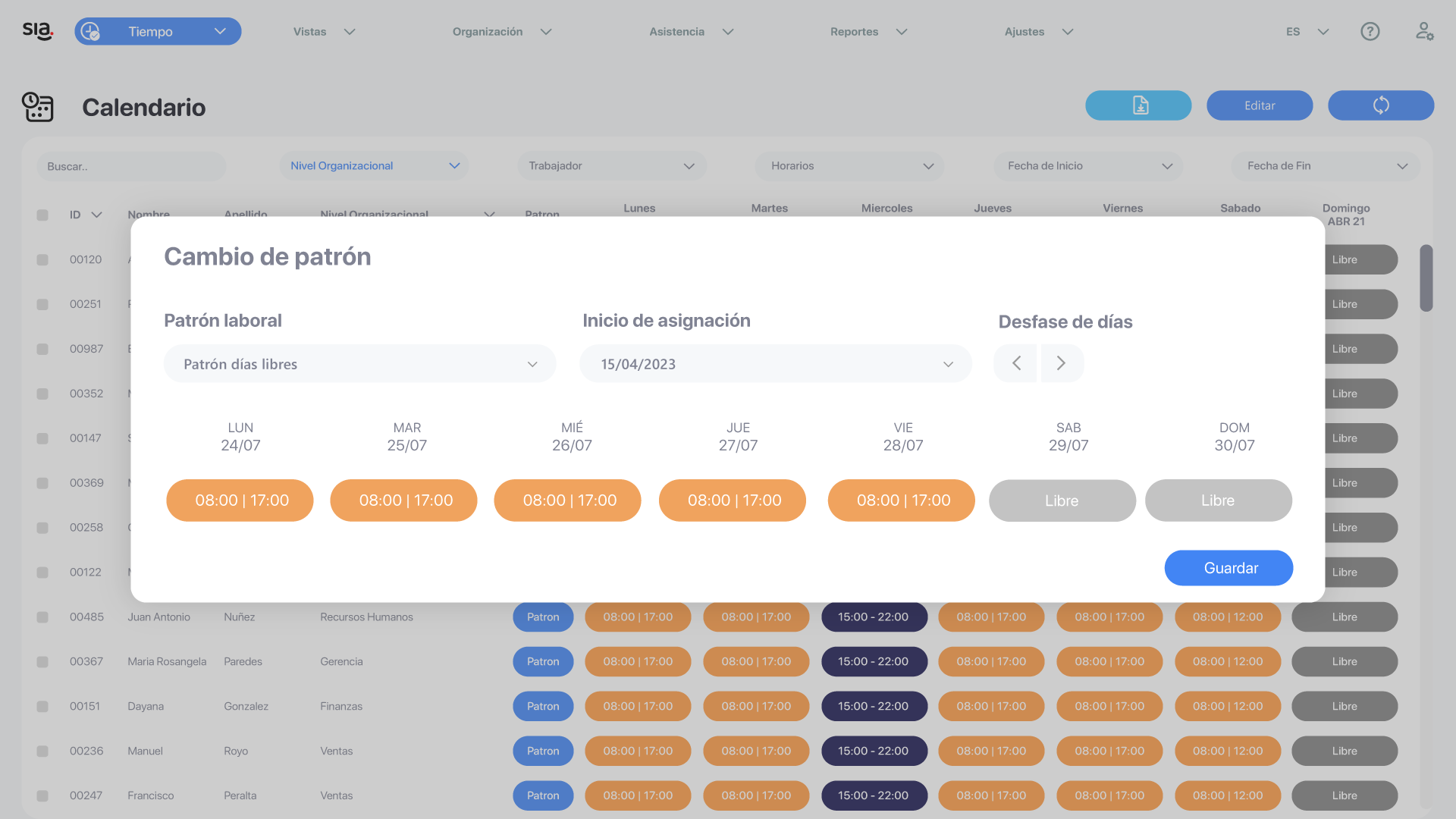 Gestión de calendarios con SIA