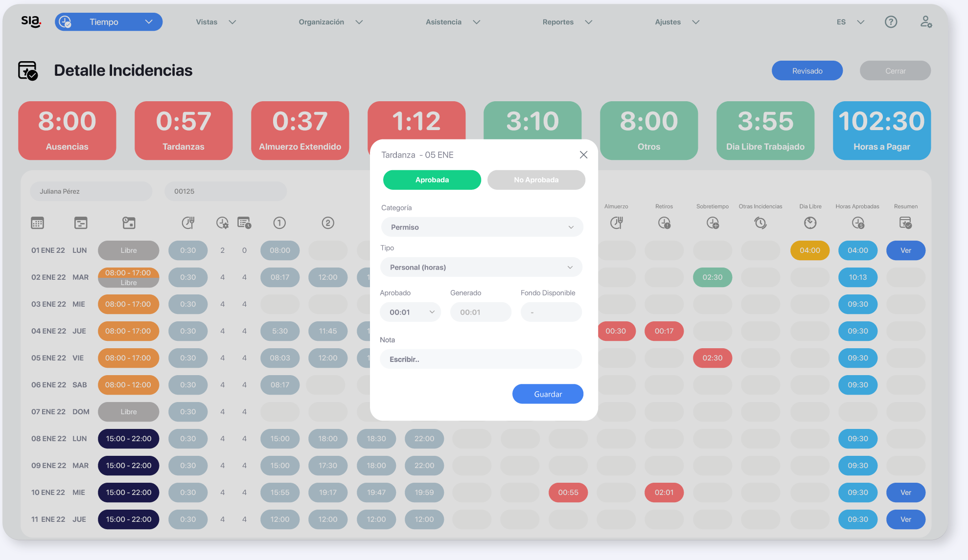 Gestión de incidencias SIA 03